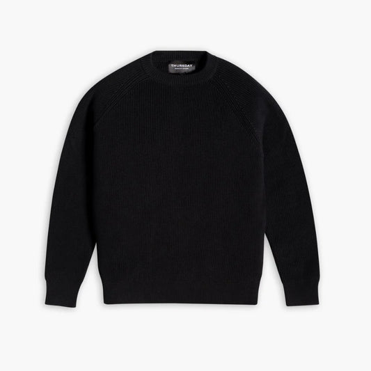 Ribbed Crewneck Sweater | Black